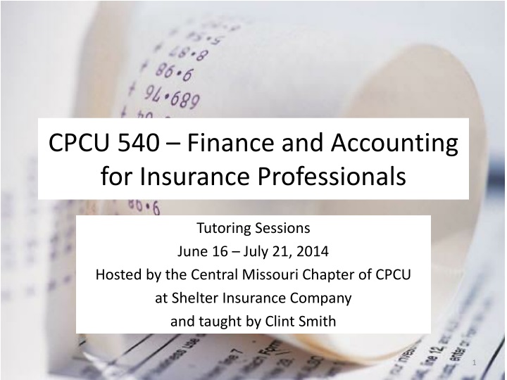 cpcu 540 finance and accounting for insurance professionals