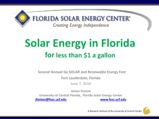 Solar Energy in Florida for less than $1 a gallon