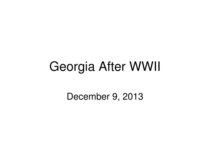 georgia after wwii