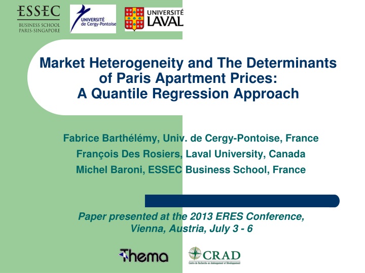 market heterogeneity and the determinants of paris apartment prices a quantile regression approach