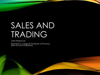 Sales and Trading