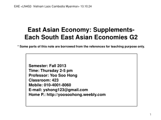 East Asian Economy: Supplements- Each South East Asian Economies G2