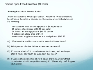 Practice Open-Ended Question (10 mins )