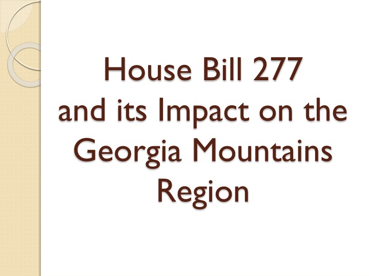 house bill 277 and its impact on the georgia mountains region