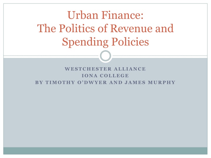 urban finance the politics of revenue and spending policies