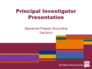 Principal Investigator Presentation