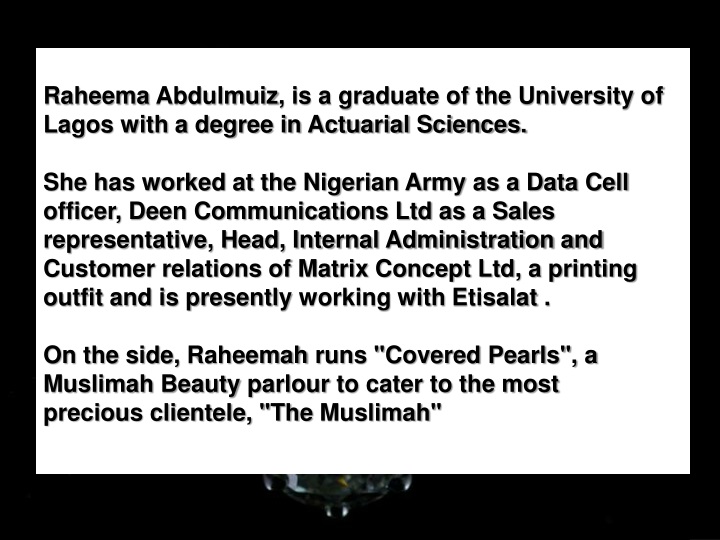 raheema abdulmuiz is a graduate of the university