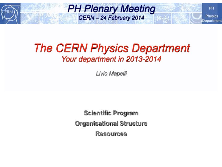 ph plenary meeting cern 24 february 2014 the cern