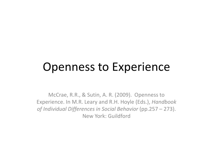openness to experience