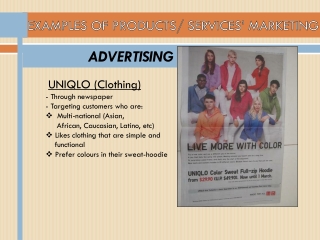 EXAMPLES OF PRODUCTS/ SERVICES’ MARKETING