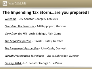 The Impending Tax Storm…are you prepared?