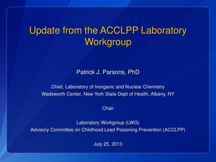 update from the acclpp laboratory workgroup