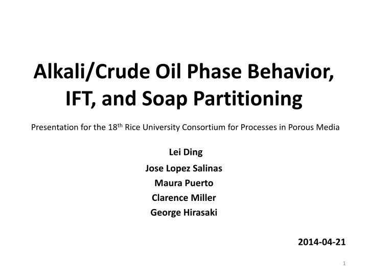 alkali crude oil phase behavior ift and soap partitioning