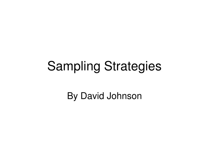 sampling strategies