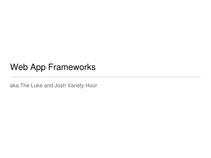 web app frameworks