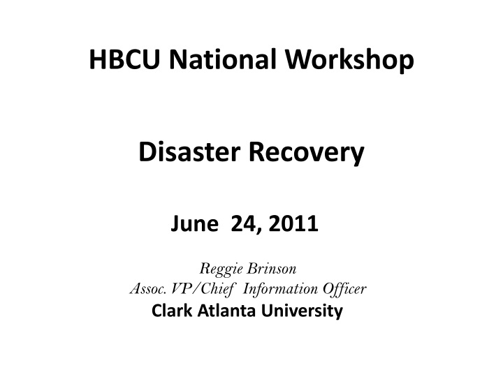 hbcu national workshop