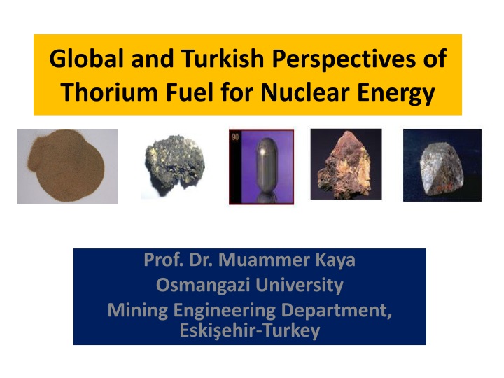 global and turkish p erspectives of thorium f uel for n uclear e nergy
