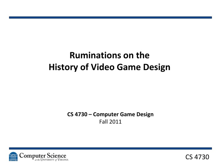 ruminations on the history of video game design