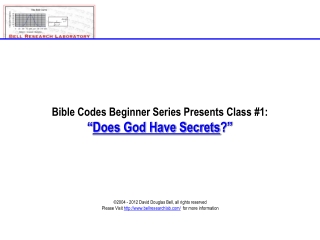 Class 1 - Does God Have Secrets?
