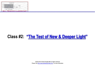 Class 2 - The Test of New Light