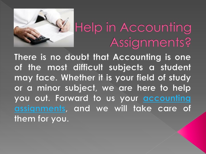 help in accounting assignments
