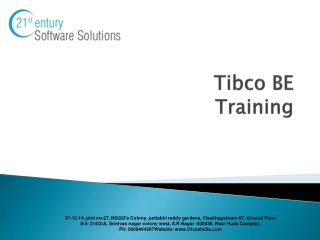 Tibco BE Training| Tibco BE Online Training