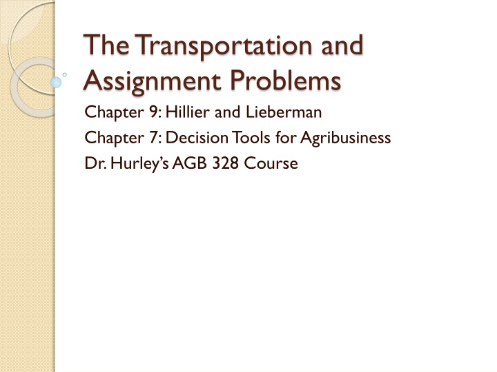 the transportation and assignment problems