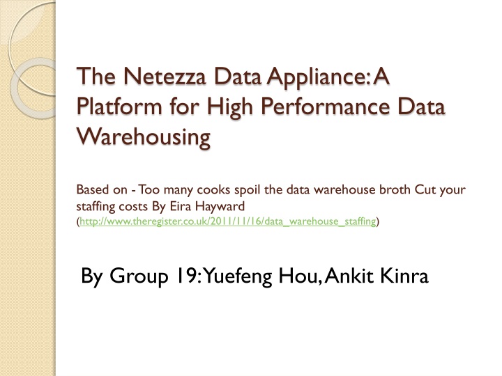 the netezza data appliance a platform for high