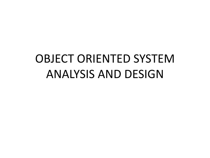 object oriented system analysis and design