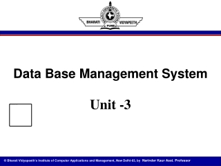 Data Base Management System Unit -3