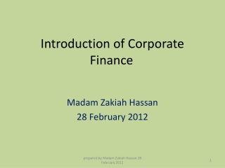 Introduction of Corporate 	Finance