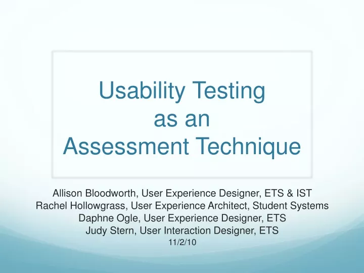 usability testing as an assessment technique