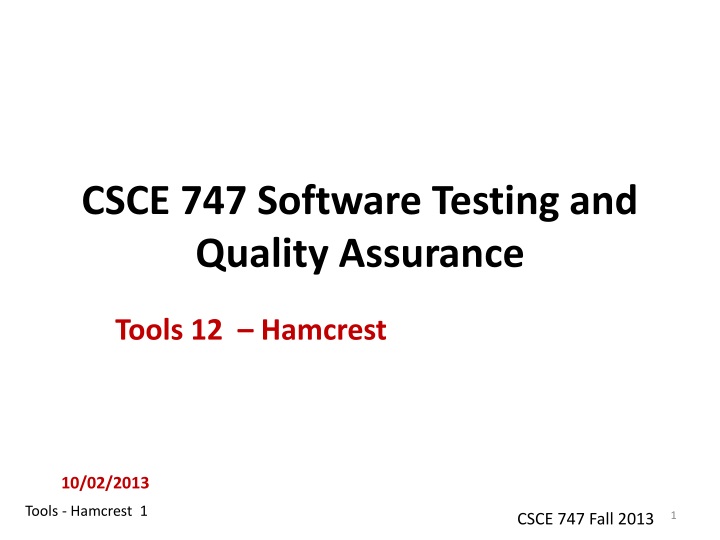 csce 747 software testing and quality assurance