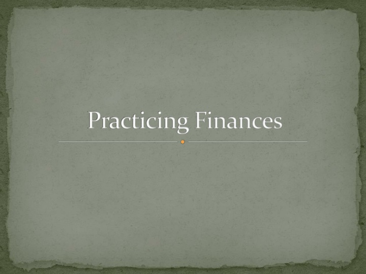 practicing finances