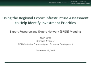 Using the Regional Export Infrastructure Assessment to Help Identify Investment Priorities