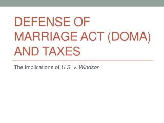 Defense of Marriage Act (DOMA) and Taxes