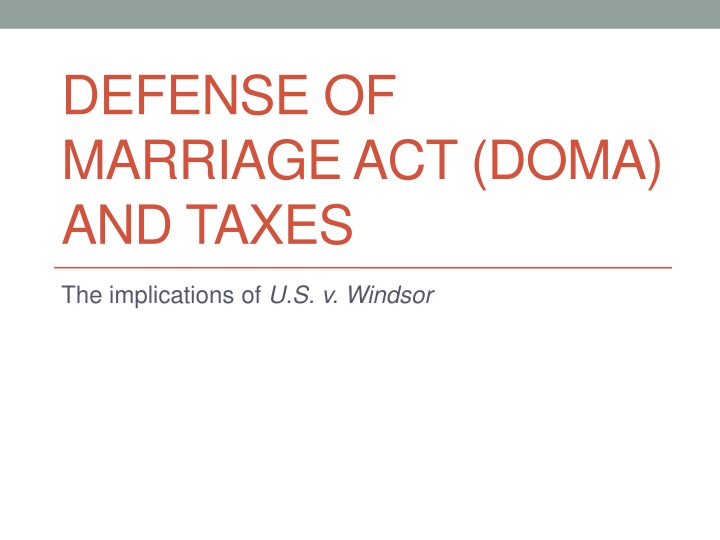 defense of marriage act doma and taxes