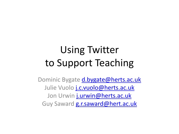 using twitter to support teaching