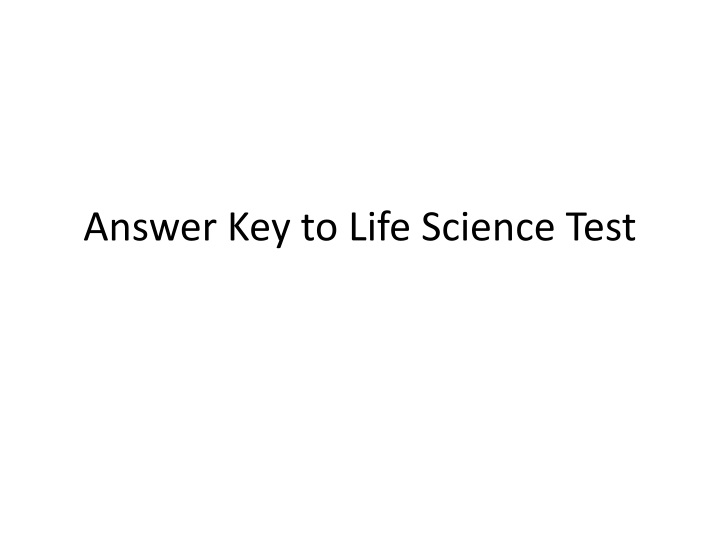 answer key to life science test