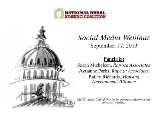 Social Media Webinar September 17, 2013 Panelists: Sarah Mickelson, Rapoza Associates