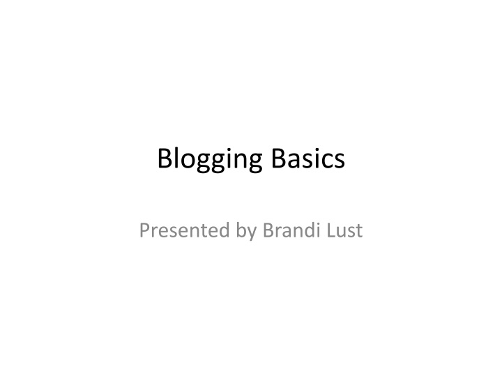 blogging basics