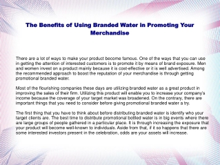 Tips in Using Branded Water as a Marketing Item