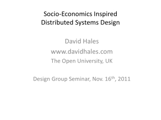 Socio -Economics Inspired Distributed Systems Design