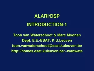 ALARI/DSP INTRODUCTION -1