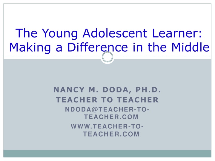 the young adolescent learner making a difference in the middle