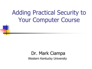 Adding Practical Security to Your Computer Course