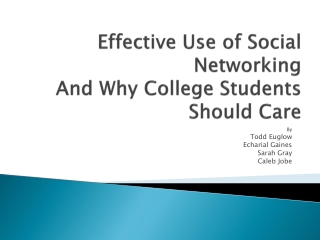 Effective Use of Social Networking And Why College Students Should Care