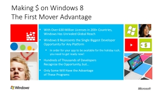 Making $ on Windows 8 The First Mover Advantage