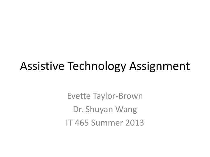 assistive technology assignment