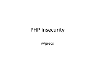PHP Insecurity